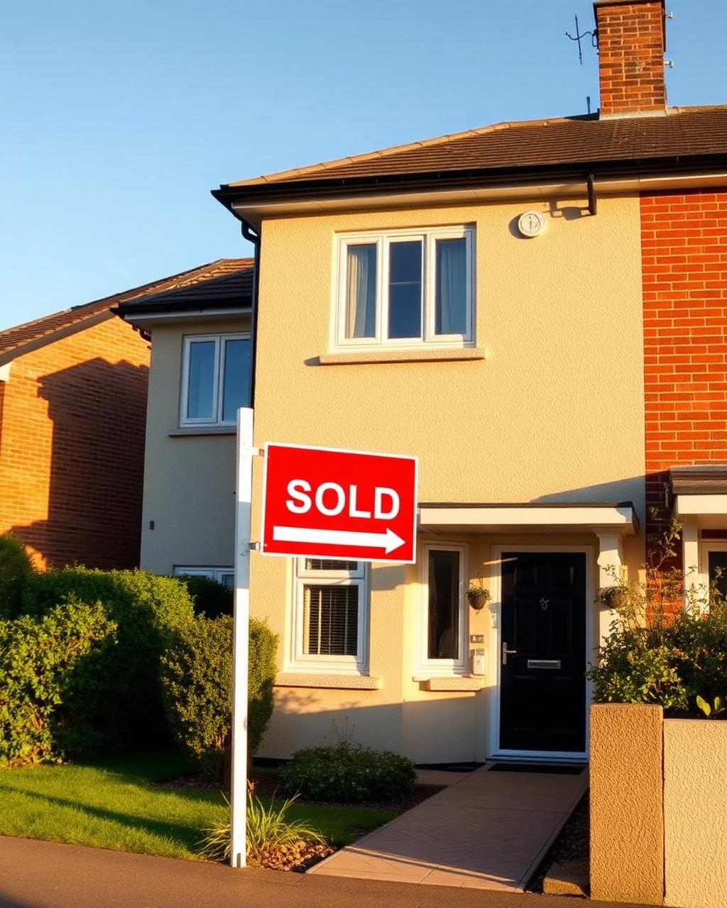 Modern UK home with sold sign